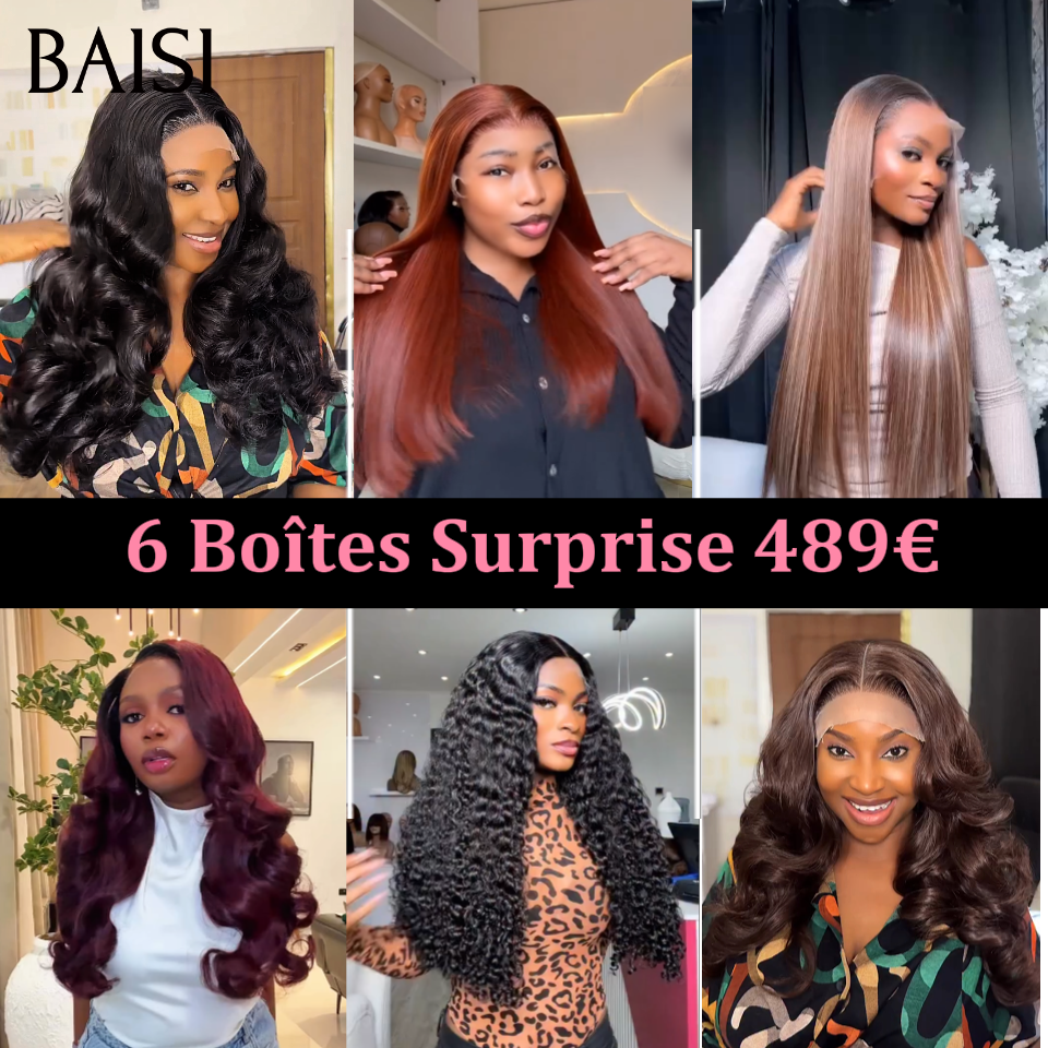 BAISI 6 Boîtes Surprise 409€ ( 20 pouce X 4 ) ou  6 Boîtes Surprise 489€ ( 18 pouce X 6 ) Facile à Revendre PROMO Prix Fournisseur Soldes en 100% Cheveux Humains
