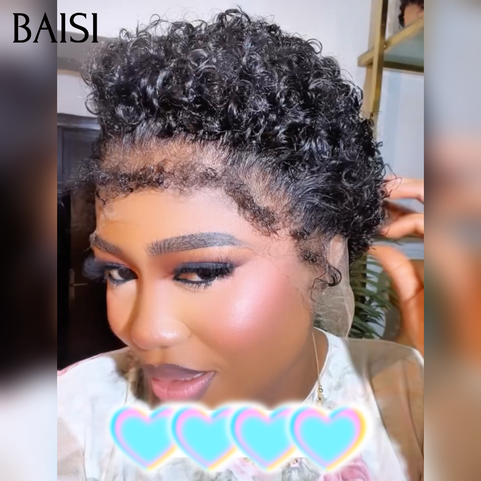 BAISI  Pixie Curly En 13x4 Lace avec Cheveux de Bébé Texture Bouclée  69€ En 100% Cheveux Humains