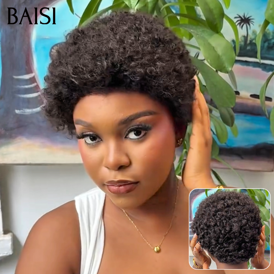 BAISI Frontale in pizzo 13x4 onde ricce 49€ o GRANDE SALDI Pixie #905 afro riccio 69€ 2 Parrucche Pixie Lace Frontale 139€ In 100% Capelli Umani