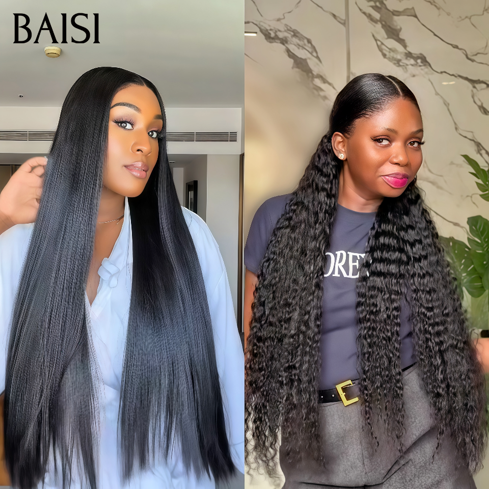 BAISI 2 Perruques Vietnamiennes Noir Lisse + Curly 24 pouces et/ou 30pouces  Très Longues 250% densité Qualité Top Grade en 100% Cheveux Humains Reçu 48H TVA 0€