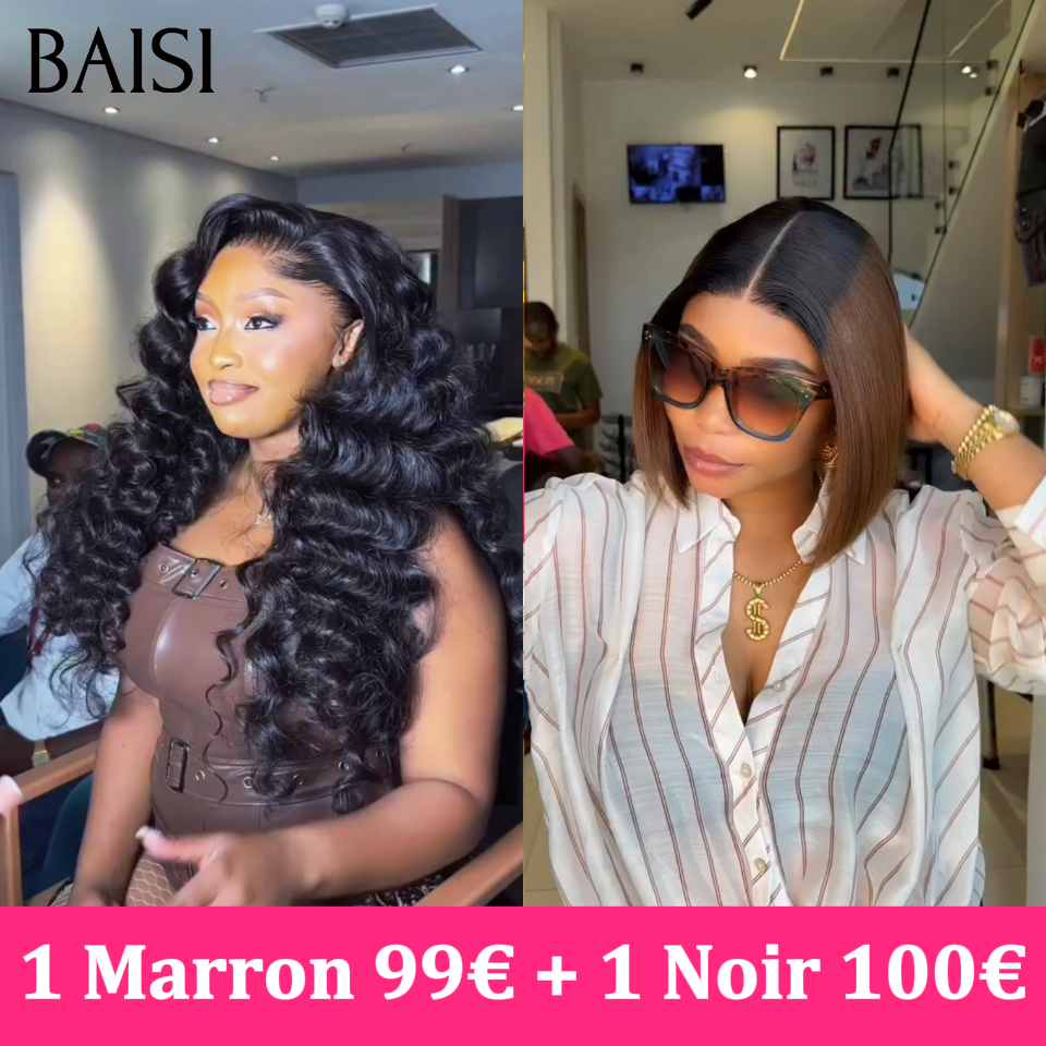 BAISI 1 Marron 99€ + 1 Noir 100€ 4x4 Lace Lisse 10 Pouces 1BT4# et human hair 20 Pouces ou 8 perruques Bob à moitié prix 259€ en France en 100% cheveux humains