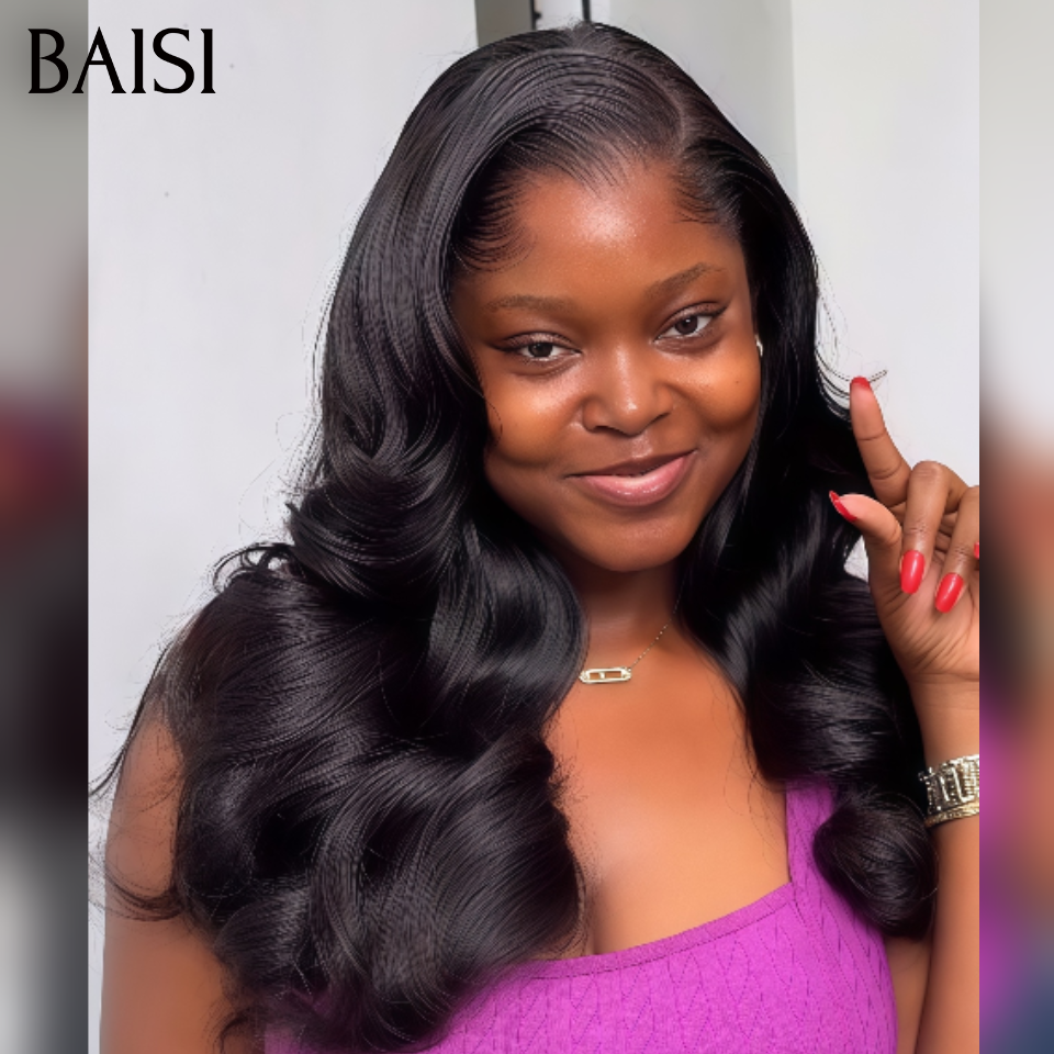 BAISI Lot de 2 Perruques 18 pouce 179€ 4x4 lace closure Body wave et Lisse  en 100% Raw Hair