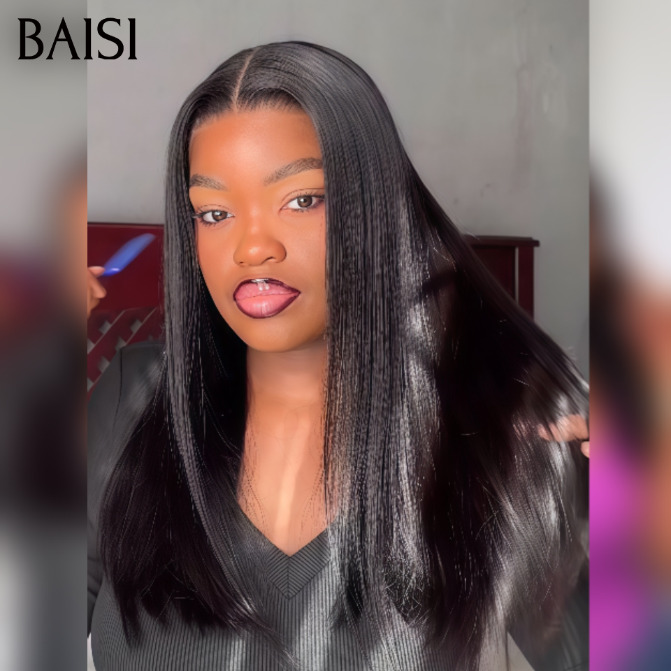 BAISI Lot de 2 Perruques 18 pouce 179€ 4x4 lace closure Body wave et Lisse  en 100% Raw Hair