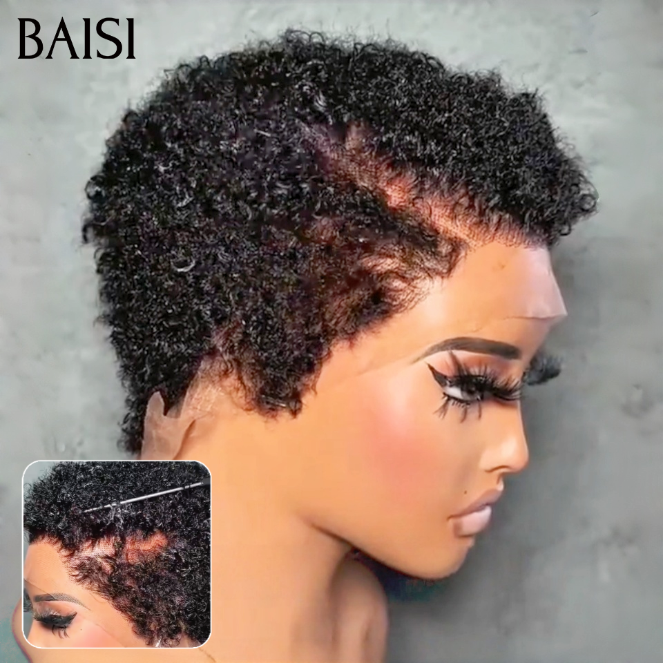 BAISI Frontale in pizzo 13x4 onde ricce 49€ o GRANDE SALDI Pixie #905 afro riccio 69€ 2 Parrucche Pixie Lace Frontale 139€ In 100% Capelli Umani