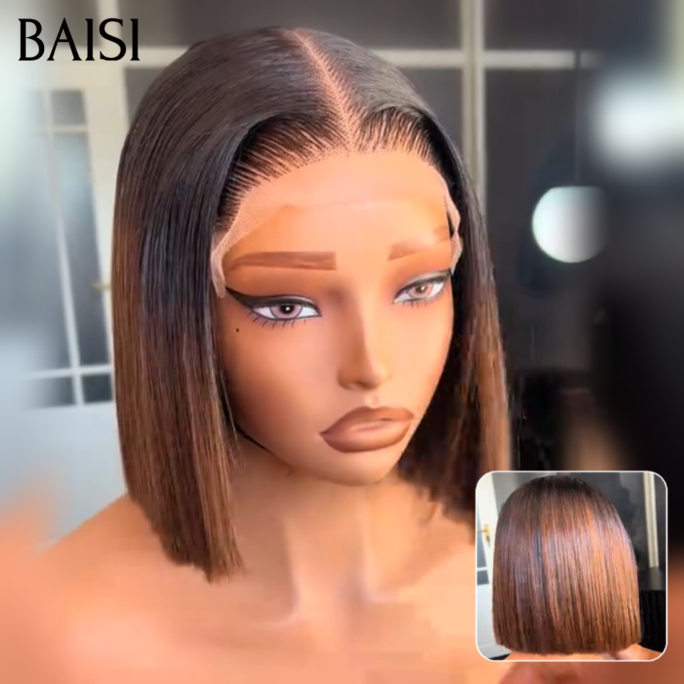 BAISI 15A SDD BONE STRAIGHT 300% densità 13X4 Parrucche di lusso a caschetto dritto A1 Realizzate con capelli doppiamente disegnati