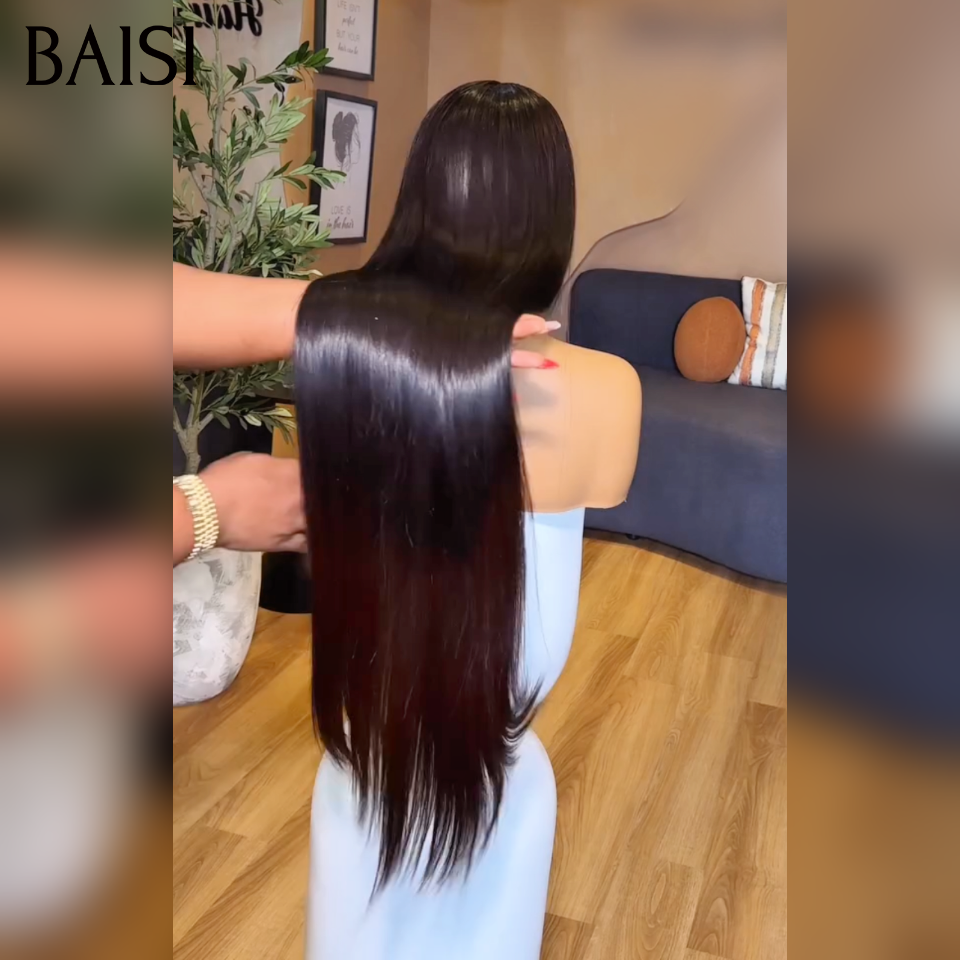 BAISI 2X6 Perruques de Luxe 100% Vietnam Hair Lisse en couleur Moitié Noir Moitié Marron 1BT4# 300%  densité plus de 20 ans d' utilisations En 100% Cheveux Double Drawn Top Grade
