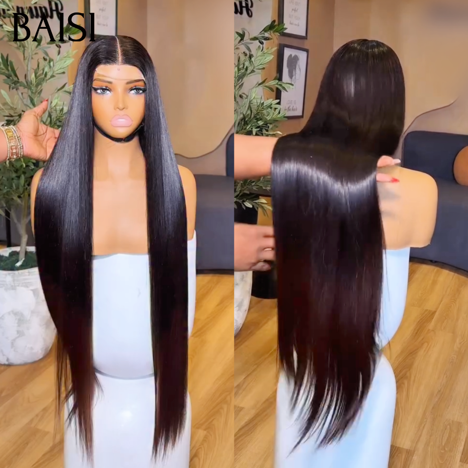 BAISI 2X6 Perruques de Luxe 100% Vietnam Hair Lisse en couleur Moitié Noir Moitié Marron 1BT4# 300%  densité plus de 20 ans d' utilisations En 100% Cheveux Double Drawn Top Grade