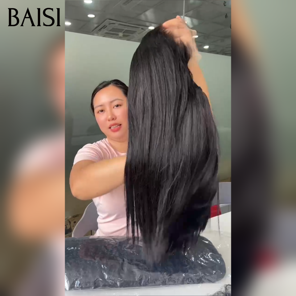 BAISI Perruque Longue 13X4 lace frontal Lisse ou Frisée 20Pouces Volume Bien Pleine Pour Sois ou Pour Revendre En 100% Cheveux Humains