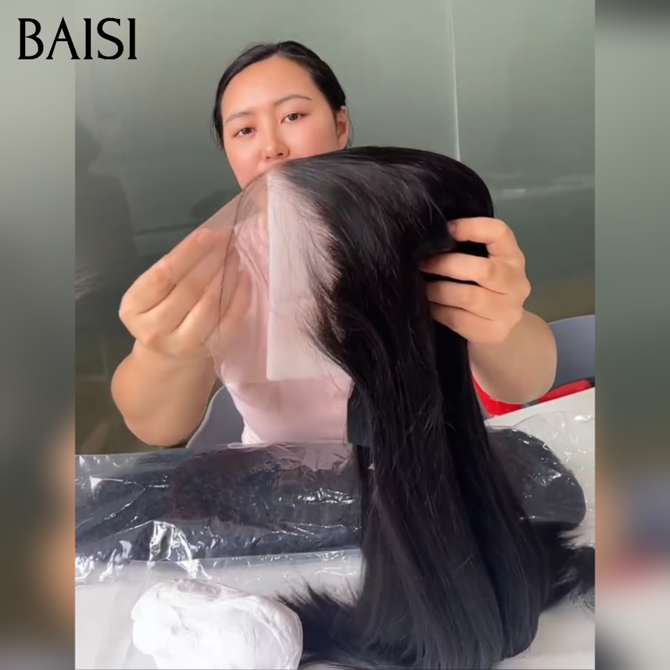 BAISI Perruque Longue 13X4 lace frontal Lisse ou Frisée 20Pouces Volume Bien Pleine Pour Sois ou Pour Revendre En 100% Cheveux Humains