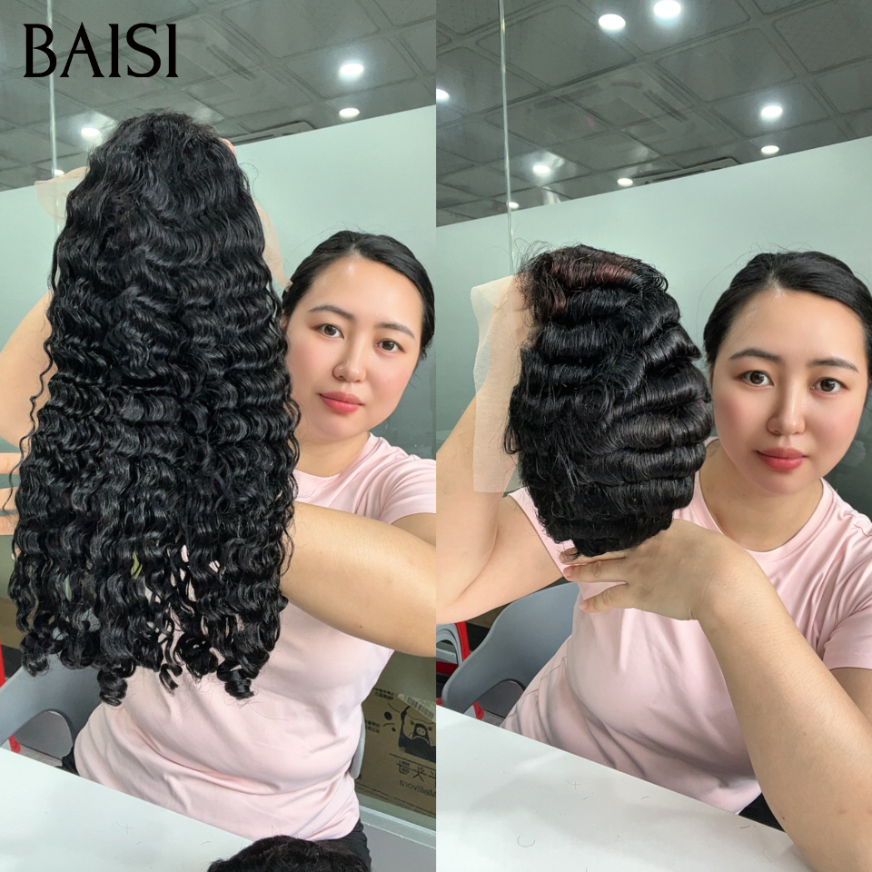 BAISI 13x4 frontal em renda sem cola 89€ ou lote de 2 perucas de cabelo humano, peruca lisa longa, mais peruca body wave e curly wave 26 polegadas