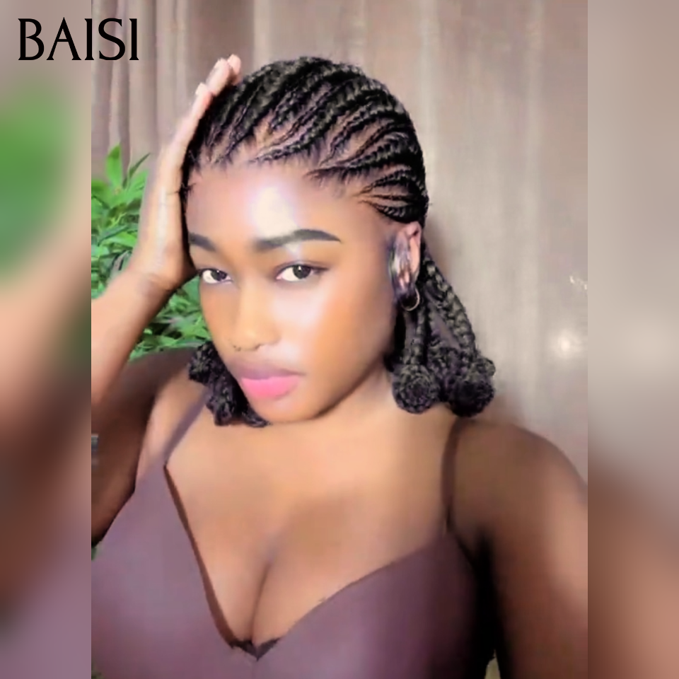 BAISI Perruques Full Lace 159€ avec coiffure double natte  à la Mode Perruque Respirante et Elégante En 100% cheveux humains