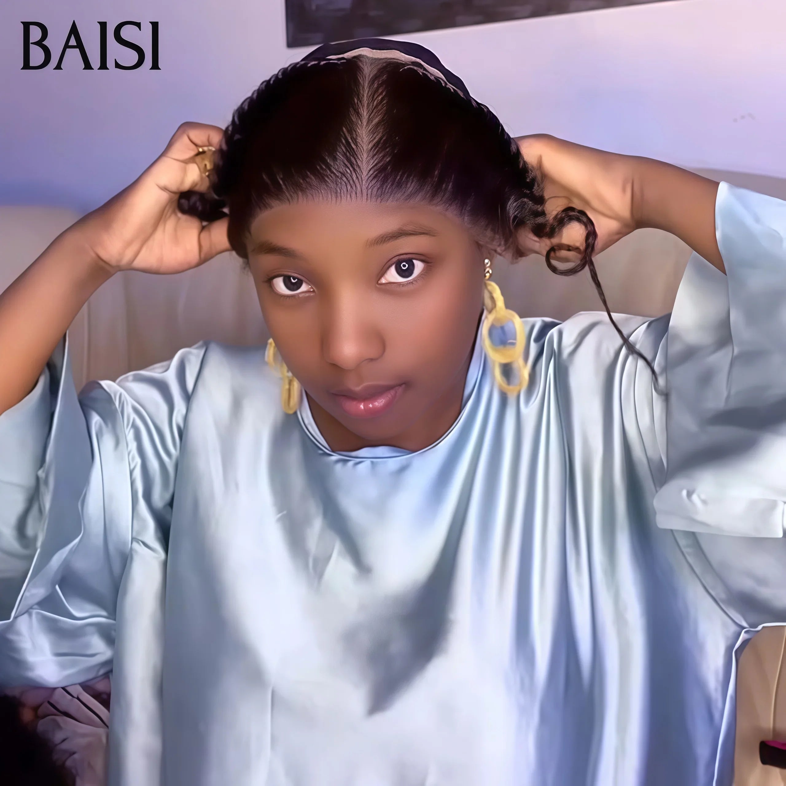 BAISI Grande SOLDES 12 pouces Lace Frontale avec natte prête à porter sans colle simple et efficace résultat beau et naturel 1 Frontale Natte + 1 Perruque afro 89€