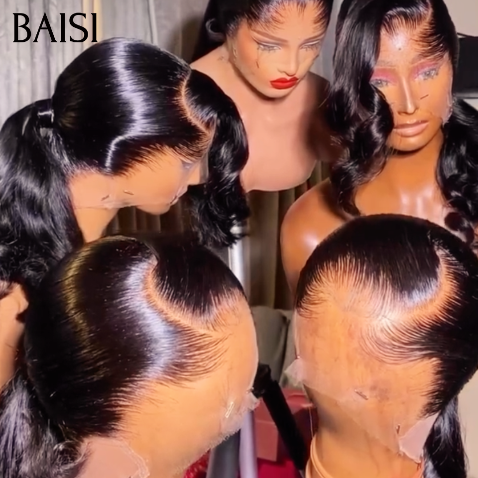 BAISI oferece à escolha renda 13*4 ou 360, peruca Body Wave em cabelo humano verdadeiro, penteado chignon