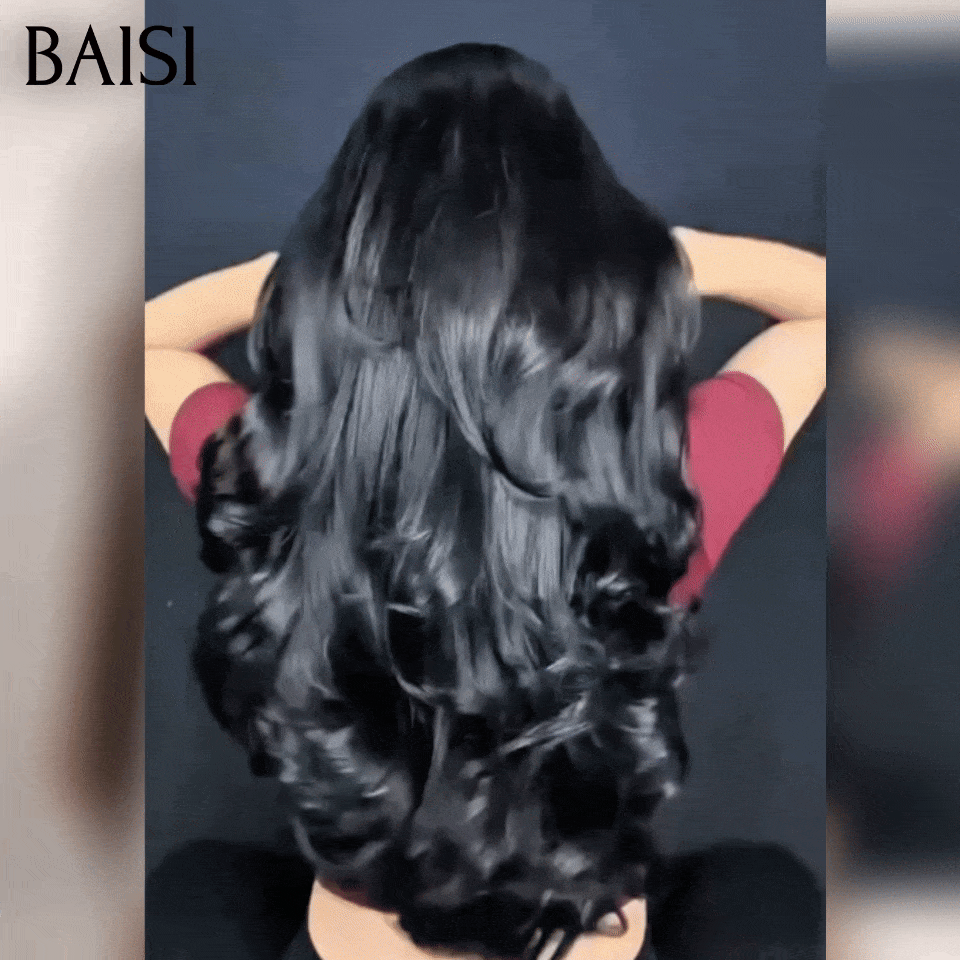 BAISI Acheter 30 pouce + 1 Gratuite  ou Acheter 22 pouce + 1 Gratuite ou Acheter 16 pouce + 1 Gratuite sans colle sans lace facile à porter vrais cheveux humain