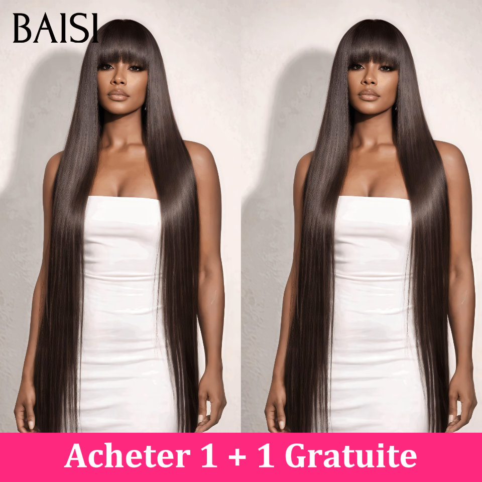 BAISI Acheter 30 pouce + 1 Gratuite  ou Acheter 22 pouce + 1 Gratuite ou Acheter 16 pouce + 1 Gratuite sans colle sans lace facile à porter vrais cheveux humain