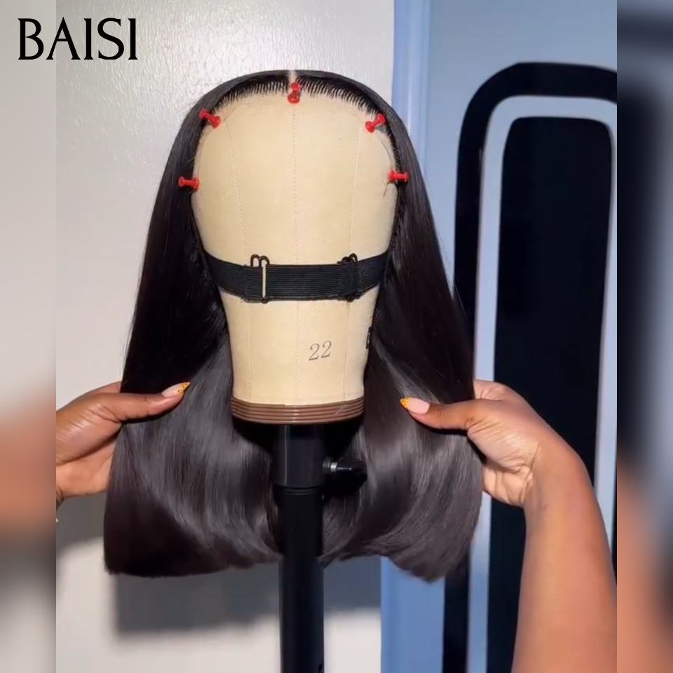 BAISI Perruque Bob de Luxe Viêtnam Hair 2X6 Lace Lisse Couleur Noir Taille 8 à  12 pouces Prix Abordable Garantie D'utilisation 20ans Deja En France Reçu 48H TVA 0€