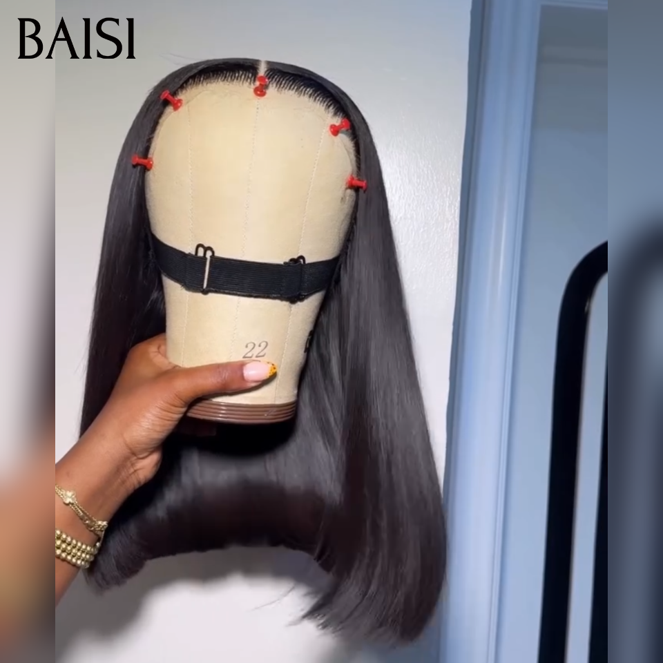 BAISI Perruque Bob de Luxe Viêtnam Hair 2X6 Lace Lisse Couleur Noir Taille 8 à  12 pouces Prix Abordable Garantie D'utilisation 20ans Deja En France Reçu 48H TVA 0€