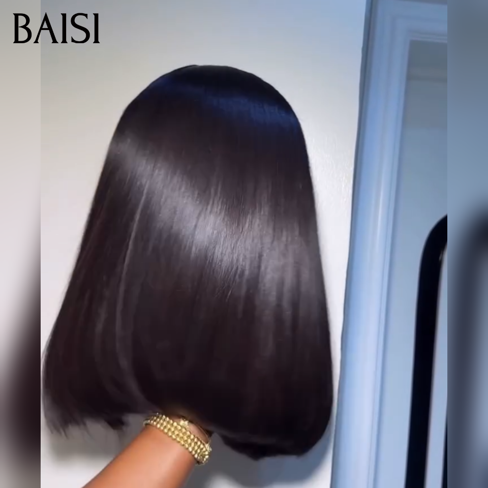BAISI Perruque Bob de Luxe Viêtnam Hair 2X6 Lace Lisse Couleur Noir Taille 8 à  12 pouces Prix Abordable Garantie D'utilisation 20ans Deja En France Reçu 48H TVA 0€