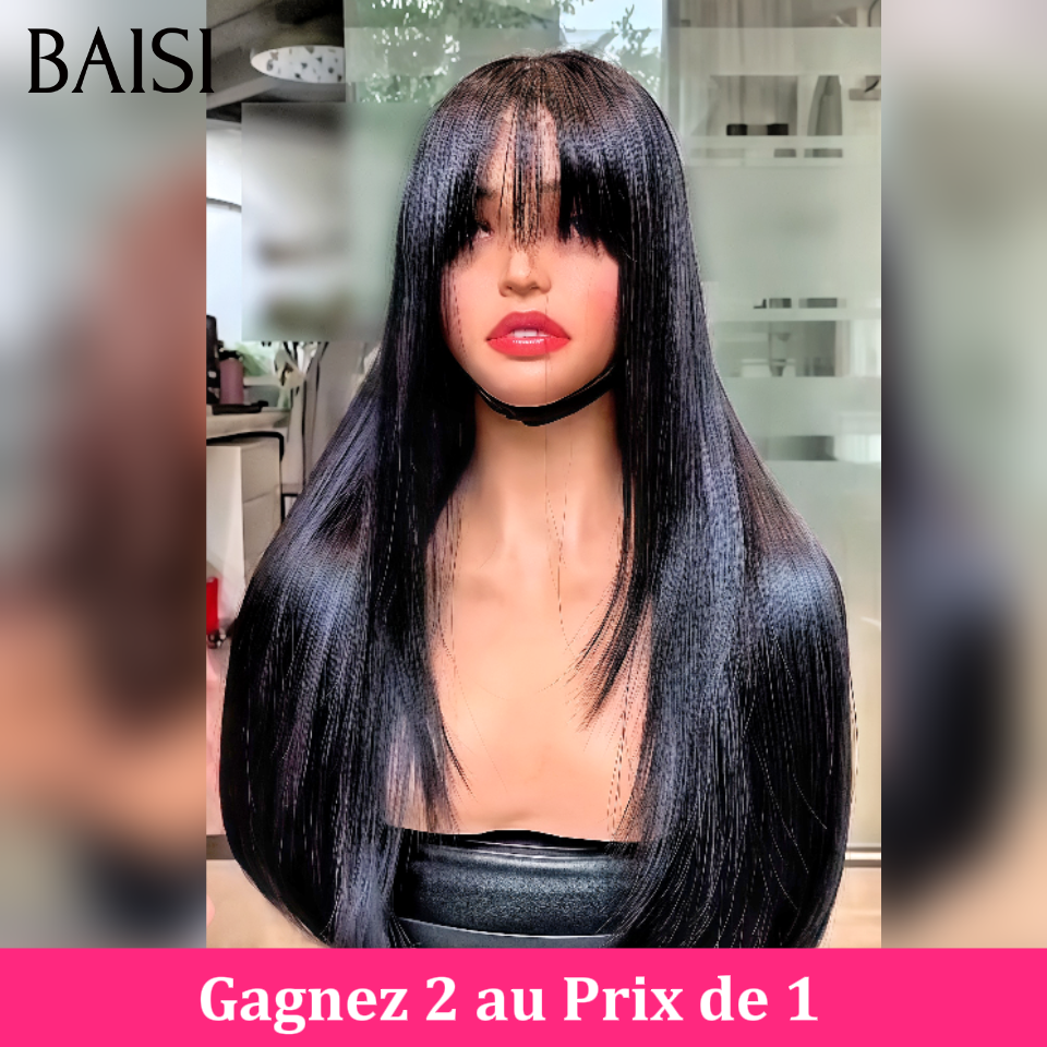 BAISI  Gagnez 2 au Prix de 1 perruque egg wave marron 14pouce 4*4 ou body wave noir 22 pouce 13*4 ou frange lisse 16 pouce sans colle  toutes  100% Cheveux Humains spéciale en promotion aujourd'hui