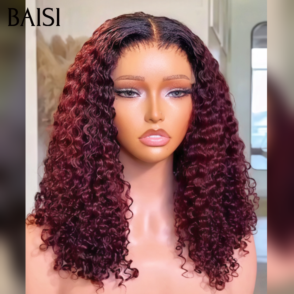 BAISI  Achetez 1 + 1 Gratuite aujourd'hui Moitié prix lisse frange cheveux vietnamiens  8 pouce ou curly wave bordeaux frontale 14 pouces ou body wave frontale 22 Pouces 100% Cheveux brésiliens