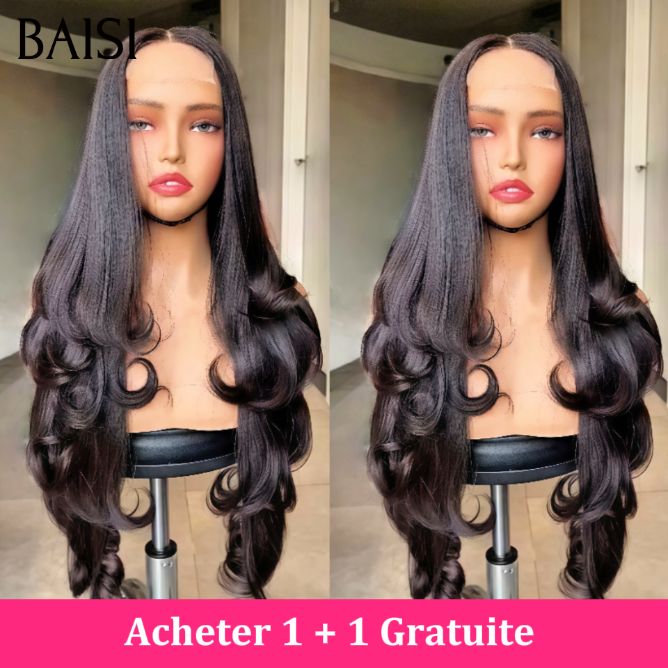 BAISI  Achetez 1 + 1 Gratuite aujourd'hui Moitié prix lisse frange cheveux vietnamiens  8 pouce ou curly wave bordeaux frontale 14 pouces ou body wave frontale 22 Pouces 100% Cheveux brésiliens