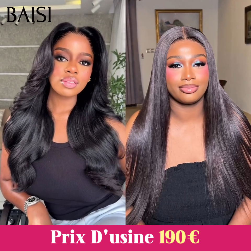 BAISI 2 Frontal Wigs €340 Glueless Easy to Wear in 100% real human hair Lace already cut Code: FR20