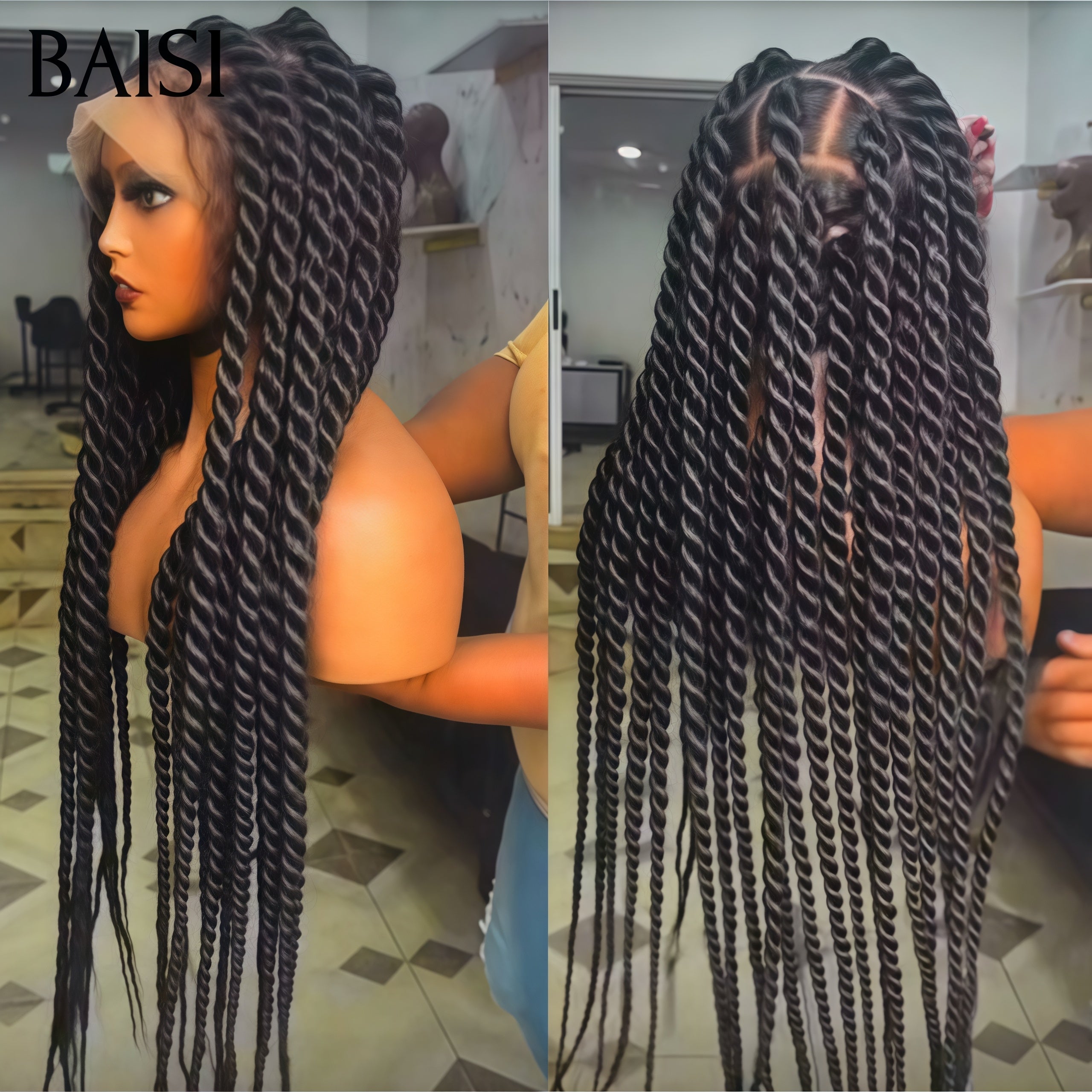 BAISI Perruque Full Lace avec Petite natte NOIR 189€ 100% Comme la video 100% cheveux humains