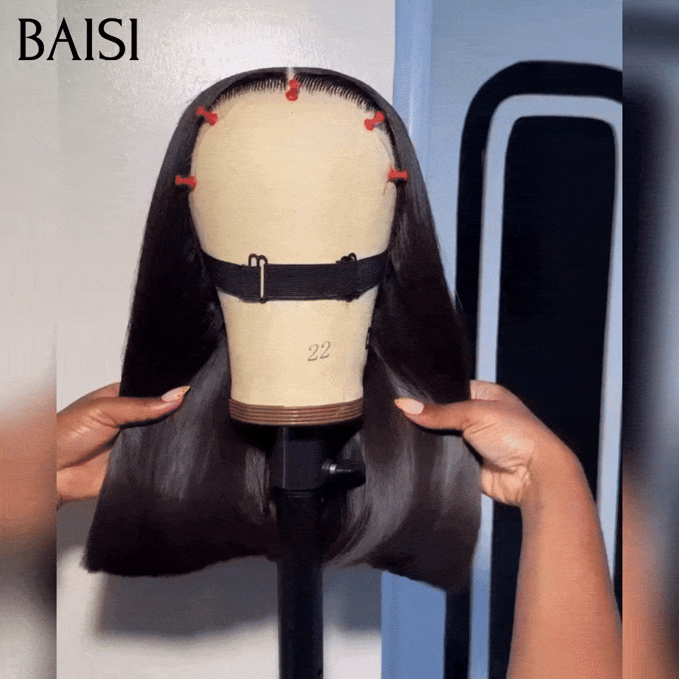 BAISI Perruque Bob de Luxe Viêtnam Hair 2X6 Lace Lisse Couleur Noir Taille 8 à  12 pouces Prix Abordable Garantie D'utilisation 20ans Deja En France Reçu 48H TVA 0€