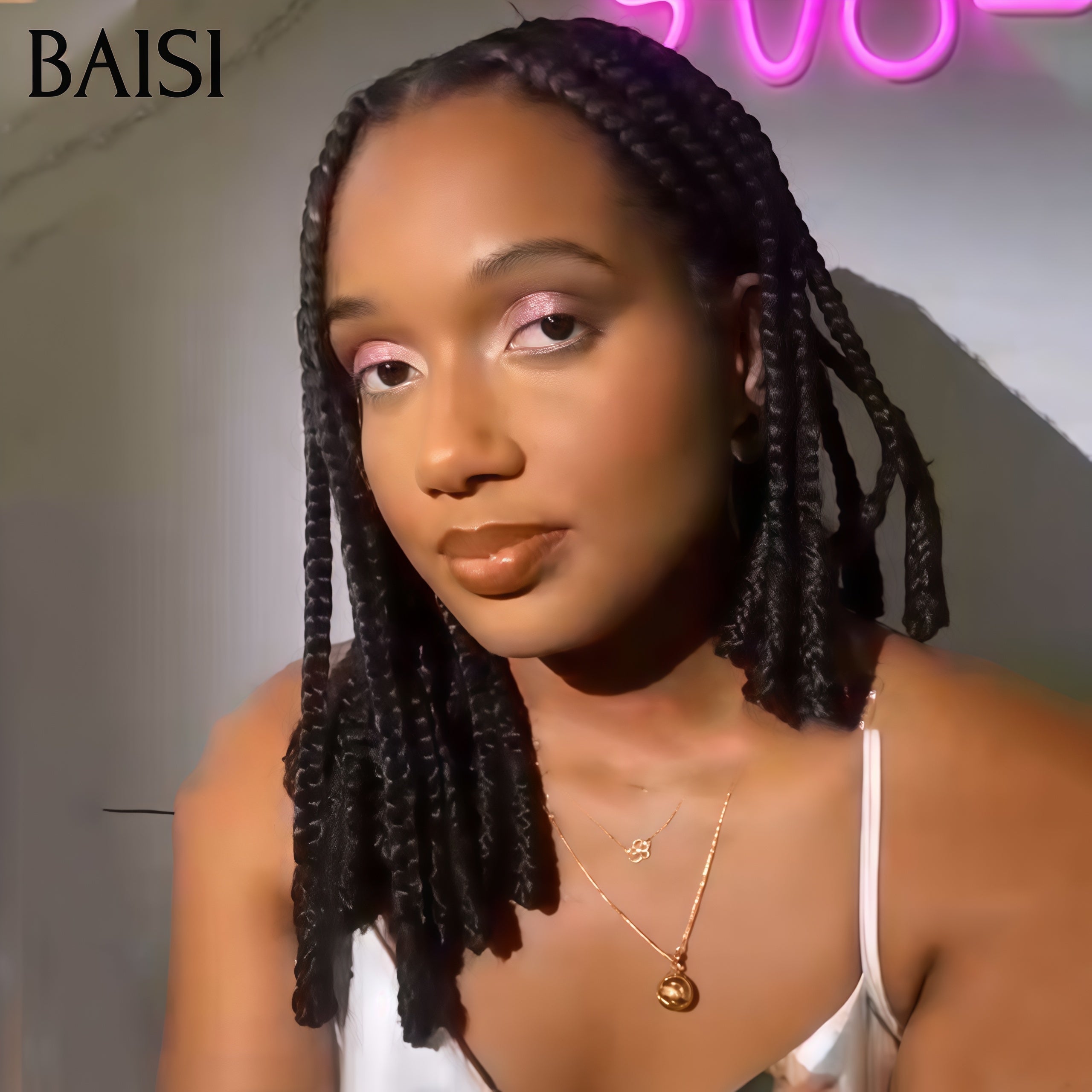 Trança de cabelo sintético de renda completa BAISI