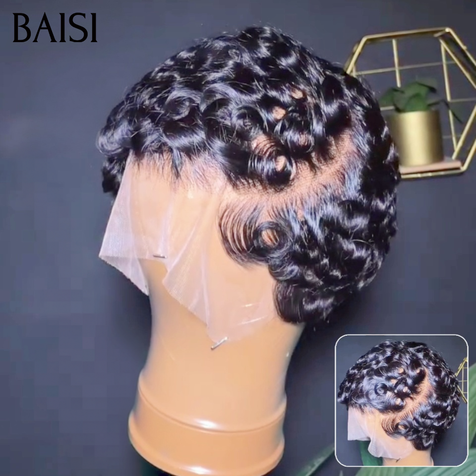 BAISI 13x4 Lace Perruque Pixie Courte Wave 52€ Prix Imbattable Ou  vente flash 5 Perruques 399€ en France Lisse et egg wave Moitié Prix 100%  Cheveux Humains