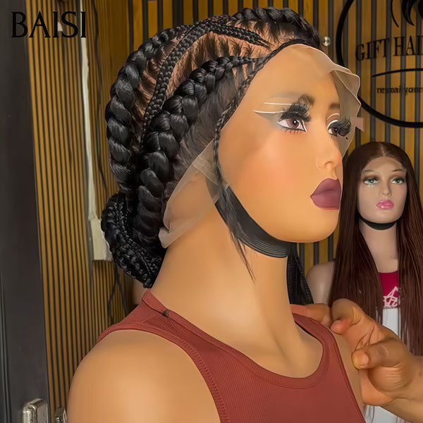 BAISI Perruque Full Lace style tresses regroupées en chignon NOIR Coiffure Chignion Une ligne frontale si naturelle qu’on vous croira née avec 100% Comme la video 100% cheveux humains