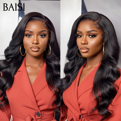 BAISI Bonne Perruque 13x4 lace frontal 20 pouce 88€ 100% raw hair body wave Ondulée ou Lisse ou body wave marron #4 avec Frange Fabriquées par les vrais cheveux humains double drawn