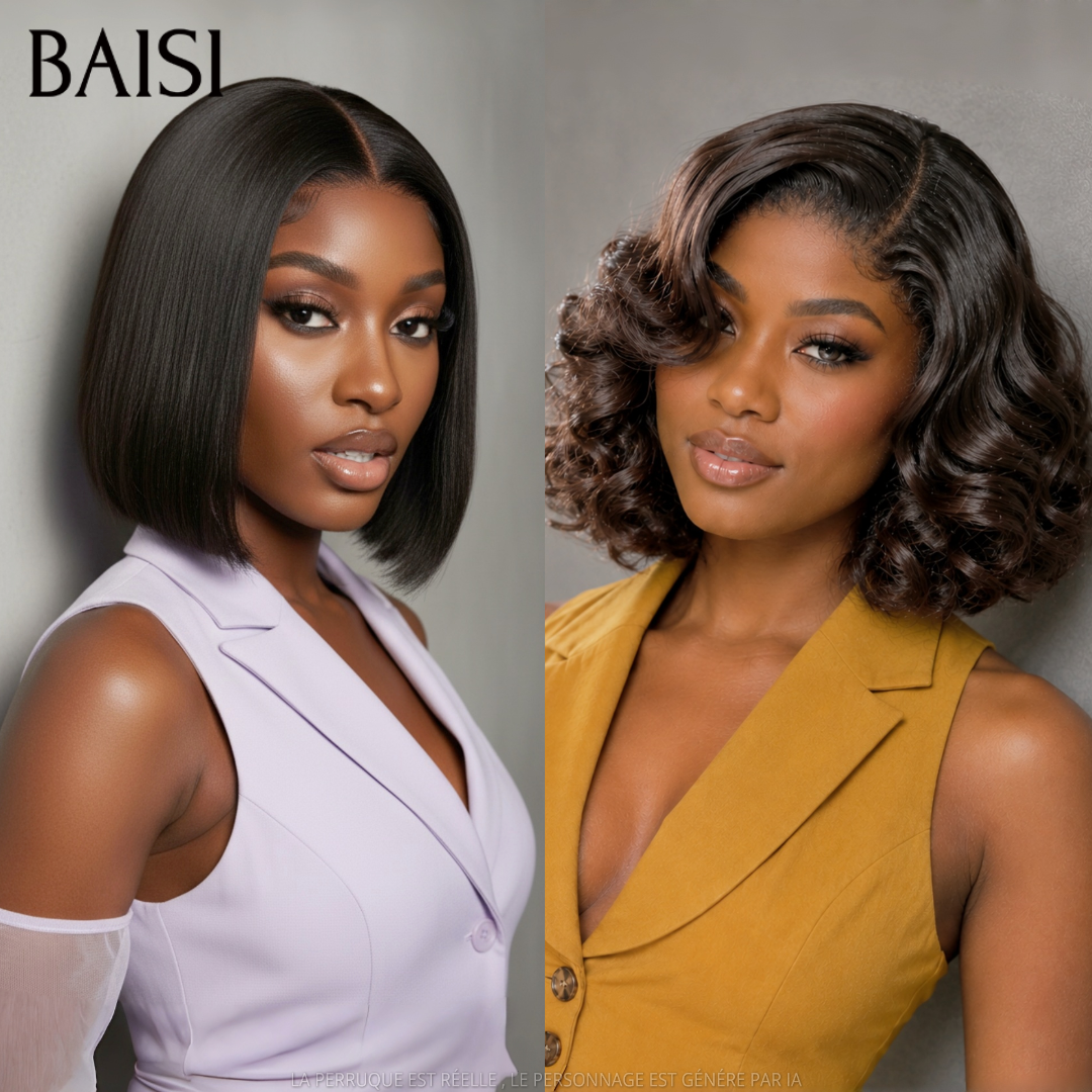BAISI  2X6 lace 2 Perruques Lisse 8Pouces 79€ et Egg Wave 12Pouces 89€ 100% Vietnam Hair Excellente Qualité Déja en France en 100% Cheveux Humains
