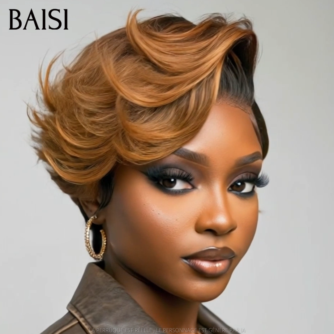 BAISI 13x4 Lace Perruque Déjà Coiffée Lisse Couleur Marron 4/30# 76€ Belle et Audacieuse en 100% Cheveux humains