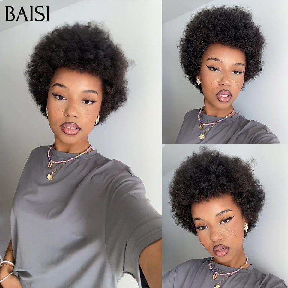 BAISI  perruque afro curl  8 Pouces 48€ en noir ou T part lisse blonde 613# 69€ en 100% vrais cheveux humains