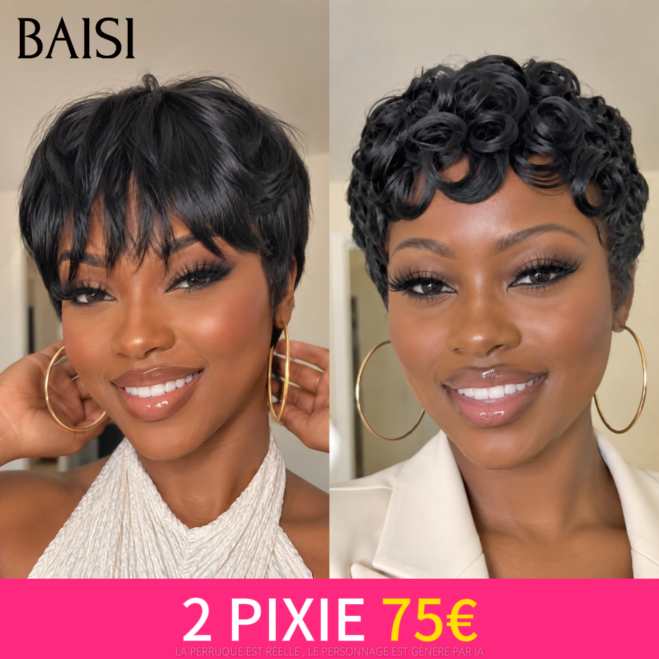 BAISI 2 Pixie 75€ Fabriqué à la Machine ou Pixie Lisse 50€ ou Pixie chioma 45€ en 100% Cheveux Humains