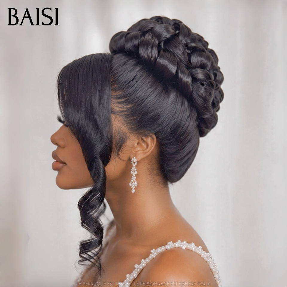 BAISI 13x4  Lace Perruques Mariage Prête à porter  288€  Coiffure de luxe Carmella chignon et personalisation comme sur la vidéo 100% identique pour mariage ou événement spécial