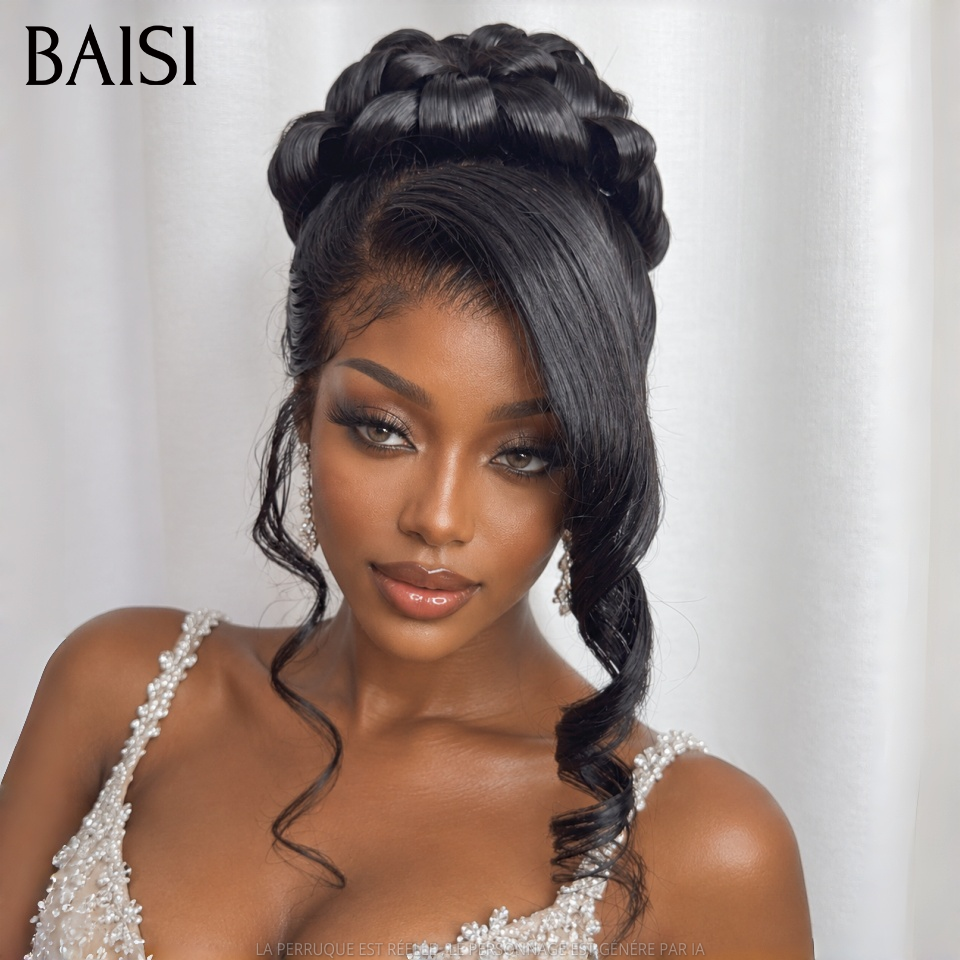 BAISI 13x4  Lace Perruques Mariage Prête à porter  288€  Coiffure de luxe Carmella chignon et personalisation comme sur la vidéo 100% identique pour mariage ou événement spécial