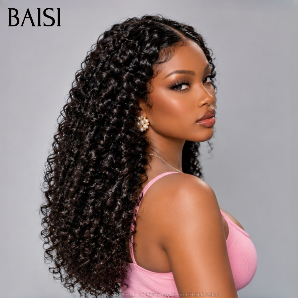 BAISI Perruque Bouclée Curly Closure 14Pouces 129€ Ou Frontal  20Pouces 199€ Couleur Noir 1B# Très Bien Fournie 250% Densité Haut de Gamme 100% Vietnam Hair  en 100% Cheveux Humains