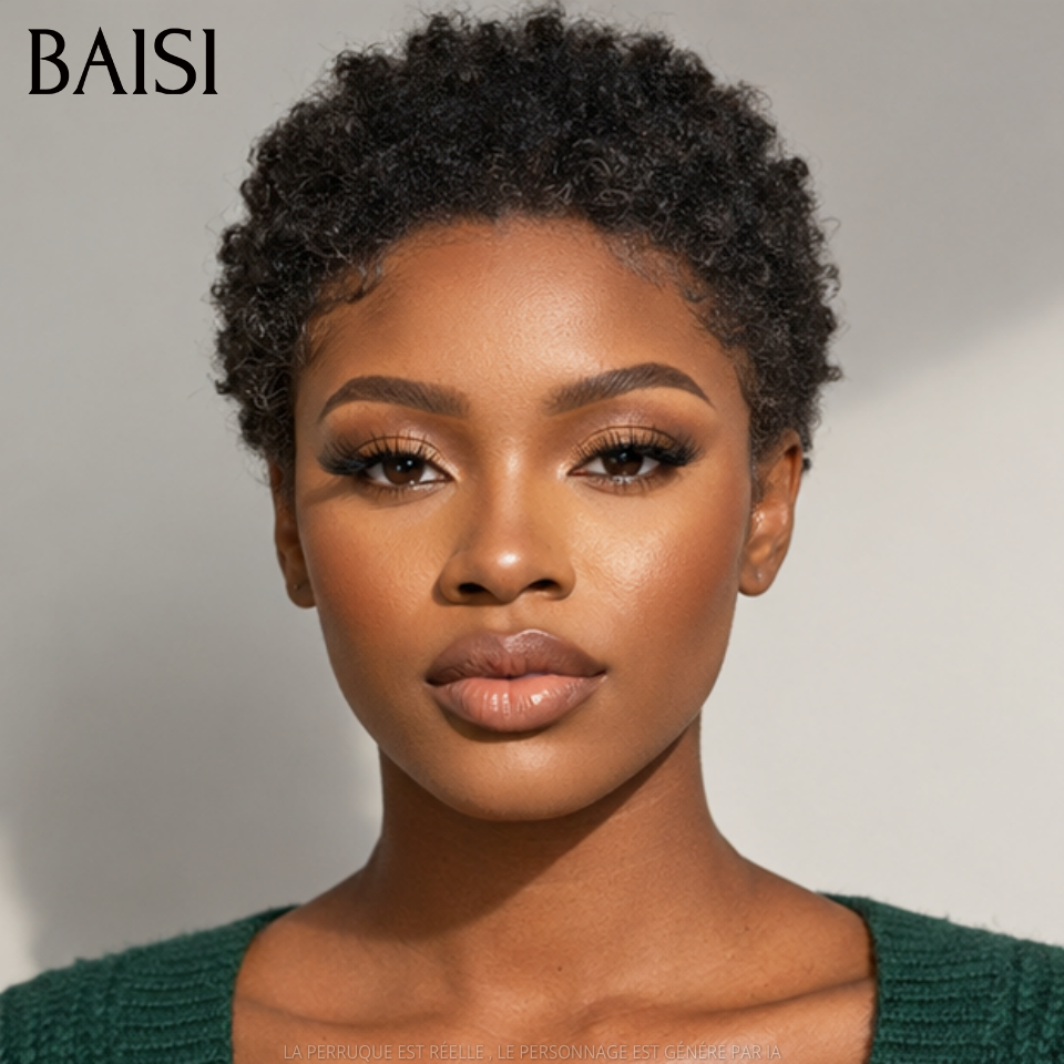 Parrucca senza colla BAISI 13X4 Bob naturale con onde profonde 10 pollici 200% densità in capelli umani al 100% BAISI20