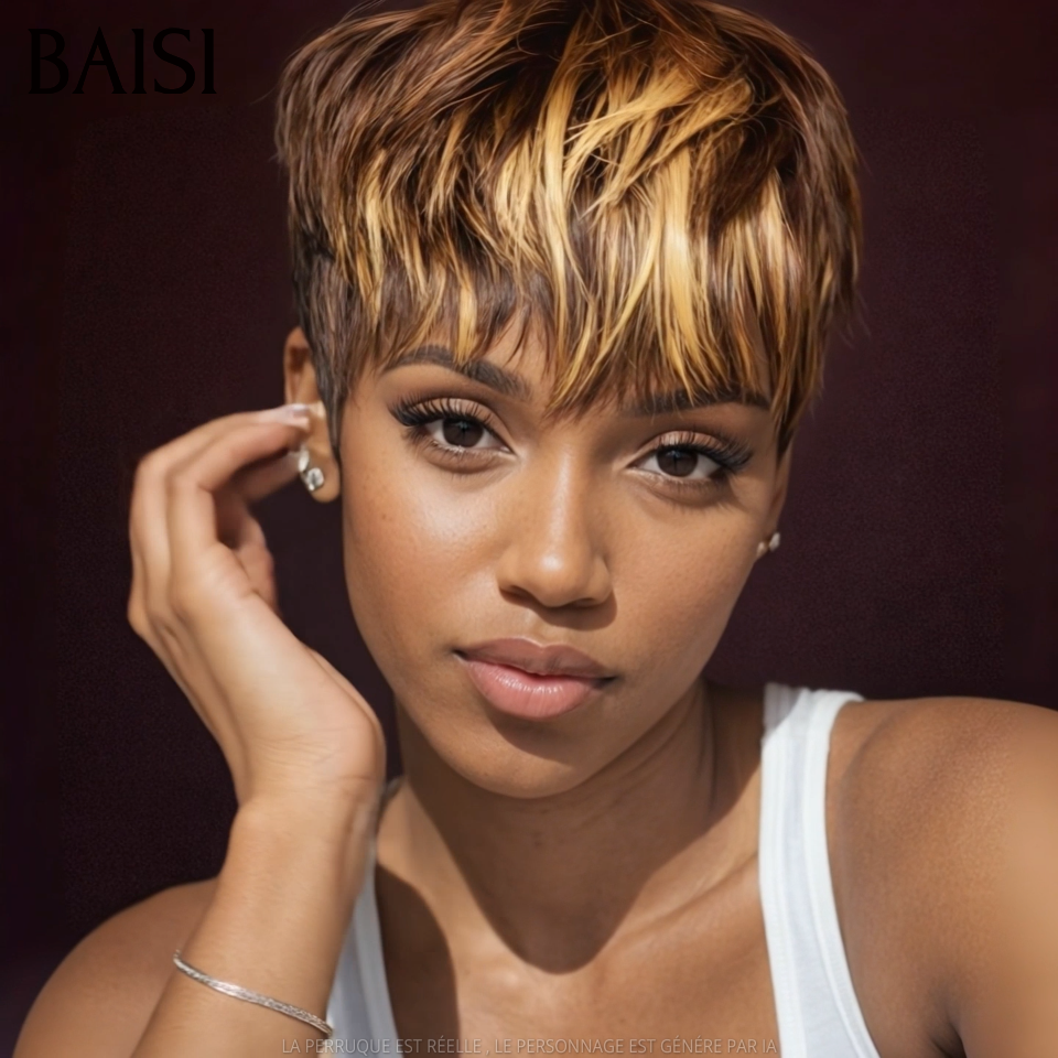 BAISI Peruca pixie lisa sem lace em cor 4/27# 45€ em 100% cabelo humano