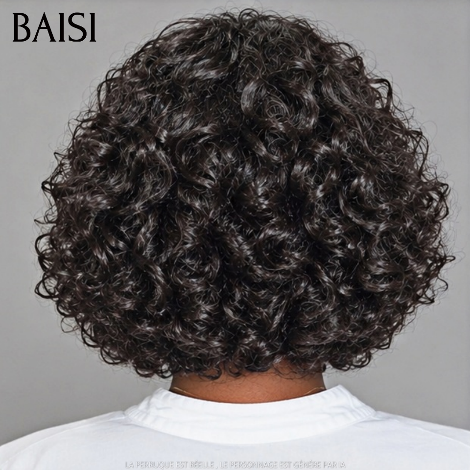 BAISI Luxury Egg Wave Wigs with Bangs Made by Double Drawn Hair with Natural Middle Parting 300% Density
