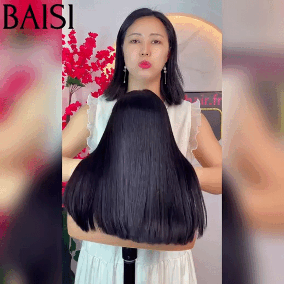 BAISI Parrucca diritta BOB 13X4 in pizzo di lusso NERA 14 pollici € 140 in capelli umani al 100%