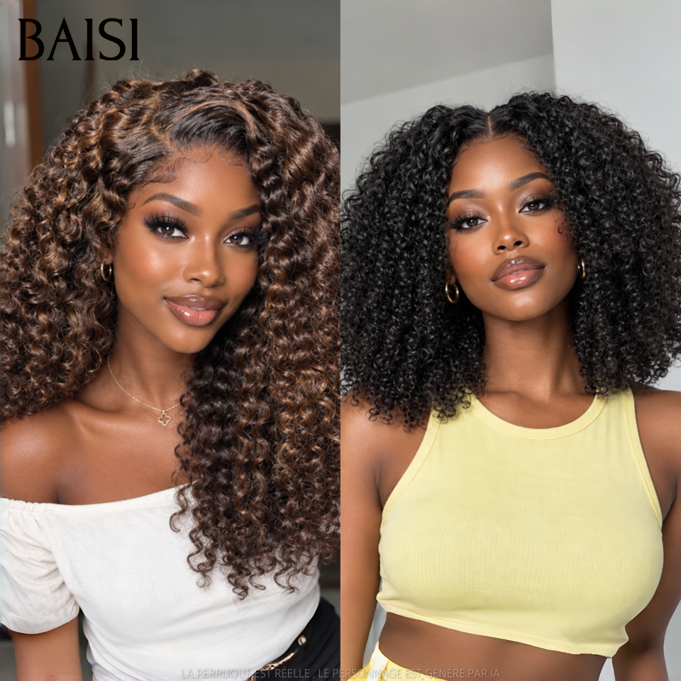 2 perruques 120€ vrais cheveux raw hair Noir + Marron 12 pouces 13*4 lace frontale  deep wave et curly Confortable 100% Cheveux Humains
