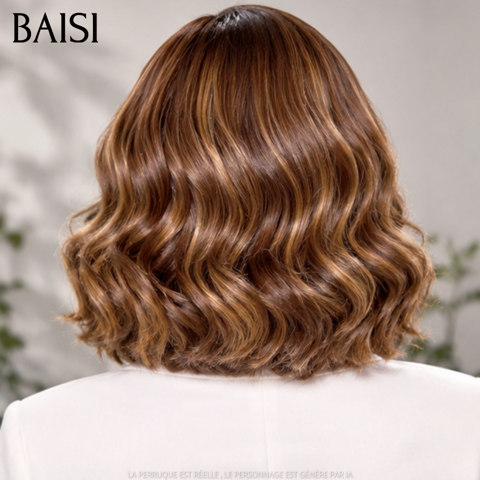 BAISI  Perruque Lisse Bob 13x4 Lace 12 Pouces 78€ en couleur Marron Mixte Miel En 100% Vrais Cheveux Humains FR38
