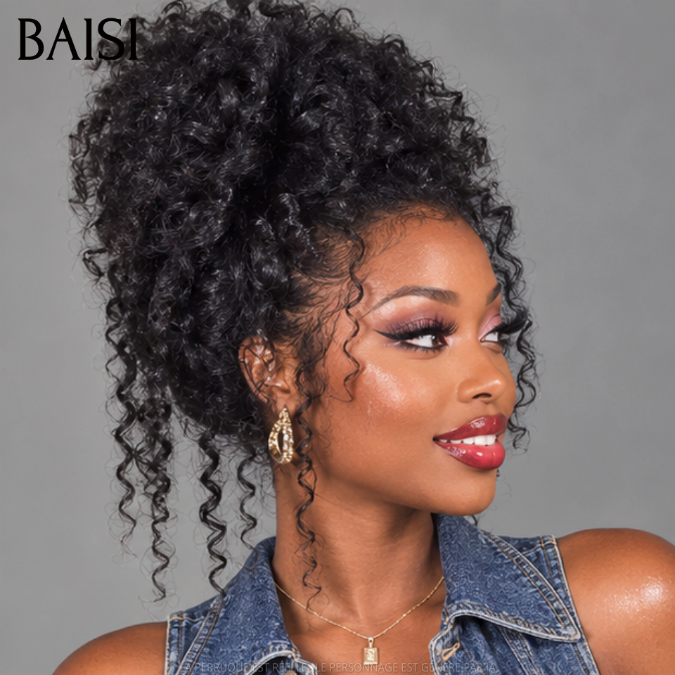 Tendance 2026 perruque en chignon bun Upgrade Invisible Strap 360 lace curly wave 360 invisible Pas Besoin de Colle 250% densité Respirant et confortable en 100% Raw Hair Lace déjà couper
