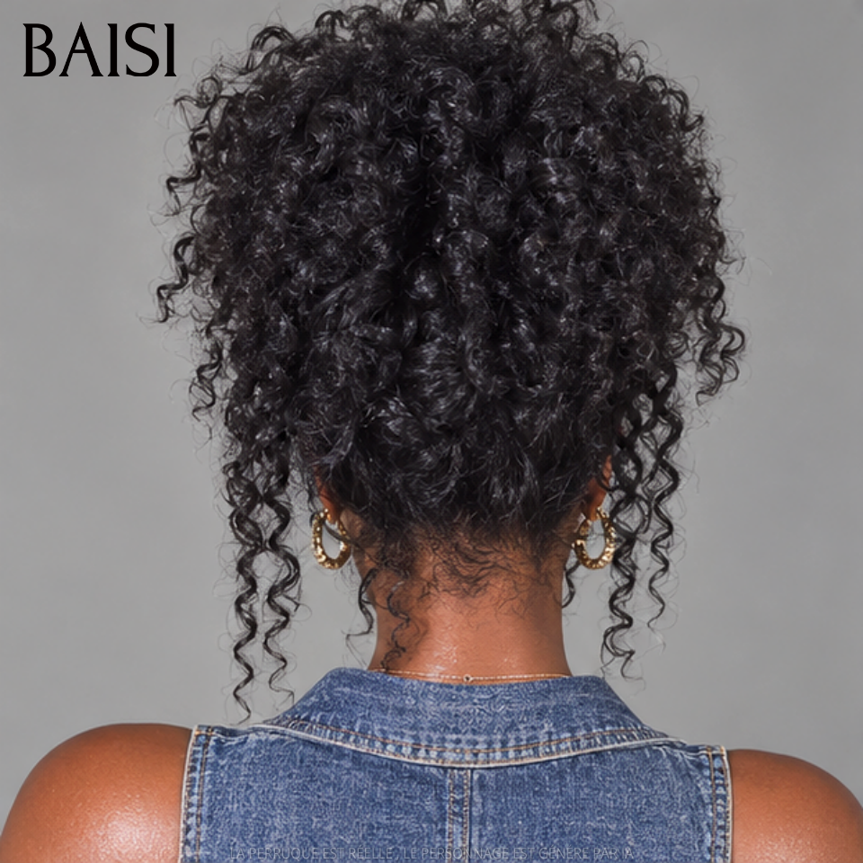 Tendance 2026 perruque en chignon bun Upgrade Invisible Strap 360 lace curly wave 360 invisible Pas Besoin de Colle 250% densité Respirant et confortable en 100% Raw Hair Lace déjà couper