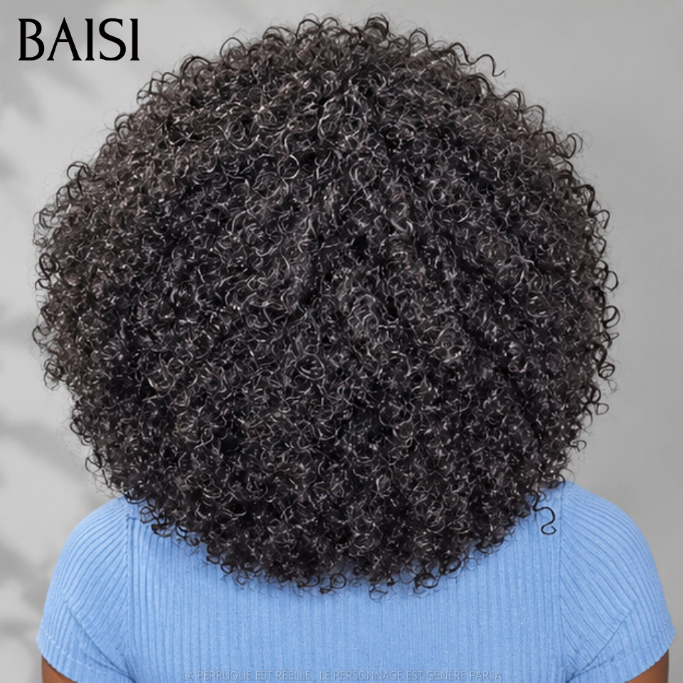 BAISI Perruque Bandeau BOB kinky curly 14 Pouces 400% Volume 159€ Fabriquée A La Machine sans Colle sans lace en 100% Cheveux Humains