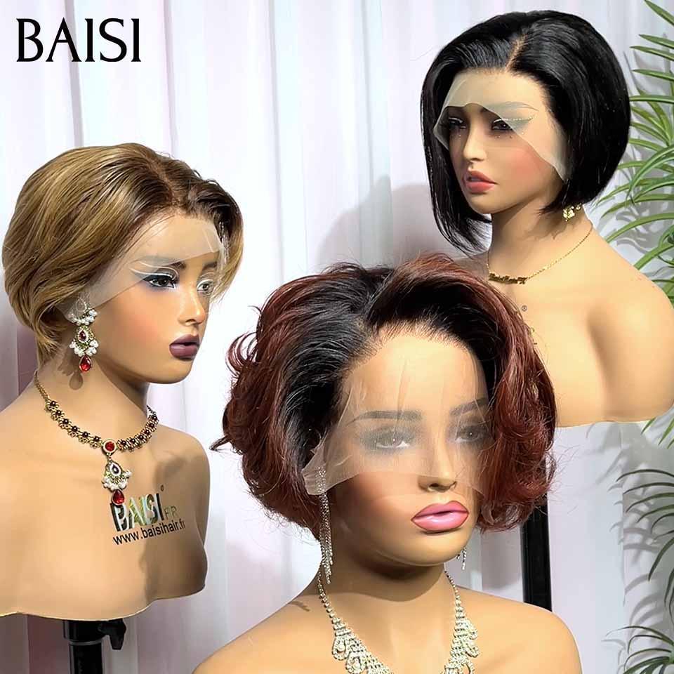BAISI 3 Perruques pixie 13X4 lace 166€ Réduction avec code promo en 100% vrais cheveux humains, Code: FR20