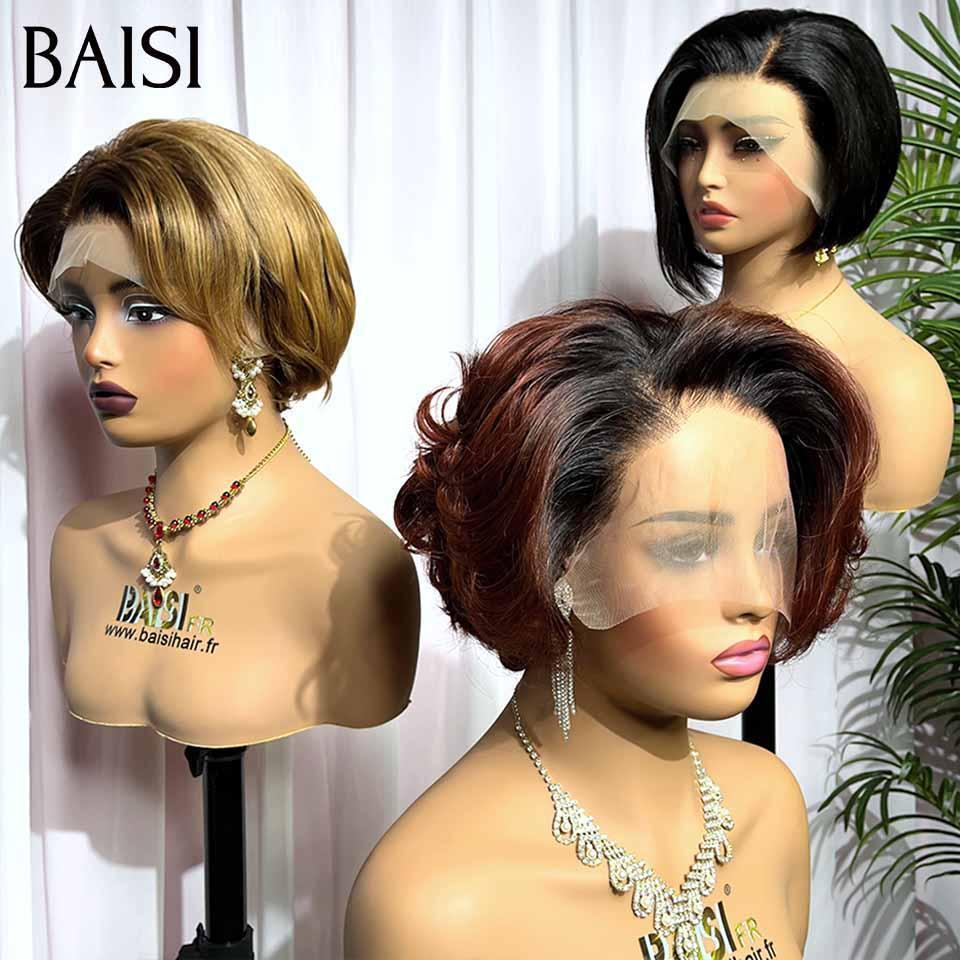 BAISI 3 Perruques pixie 13X4 lace 166€ Réduction avec code promo en 100% vrais cheveux humains, Code: FR20